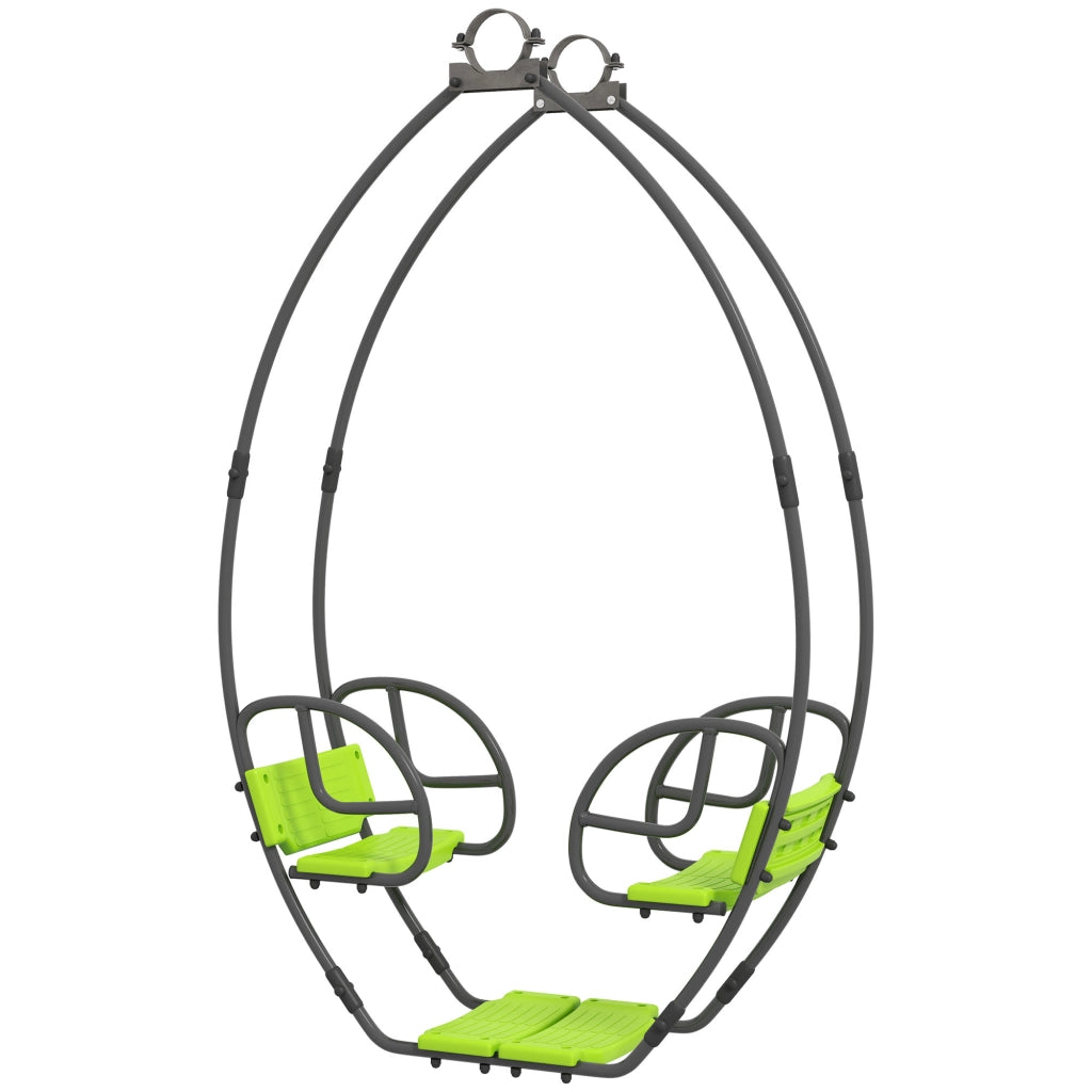 Altalena da Giardino per Bambini ¨C Xylo ¨C Metallo Verde 110,5x40,5x180 cm 2 Posti 3-6 Anni