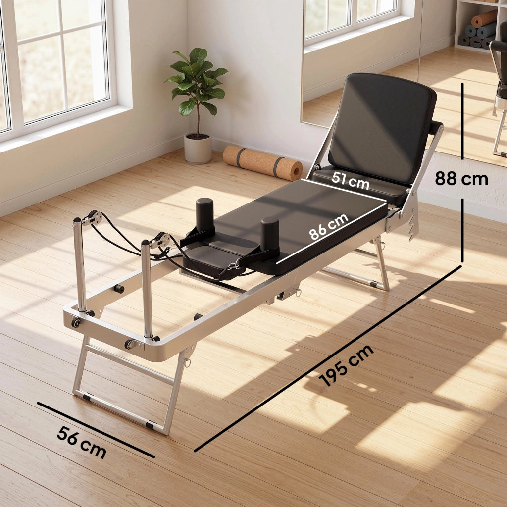 Reformer Pilates Pieghevole per Casa con 2 Bande Elastiche