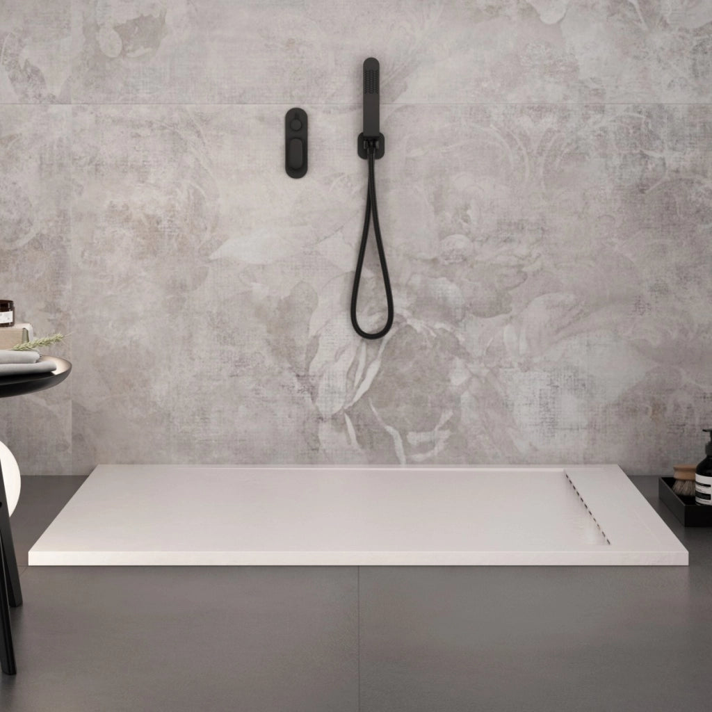 Piatto doccia in marmo resina bianco pietra cemento prestige, misura 90x190