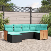 Set Divani da Giardino 6 pz con Cuscini Nero in Polyrattan 3227856