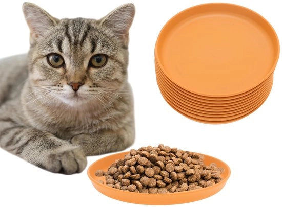 Piatto per gatti 10 pezzi - Piatto per cibo per gatti a disco - Piatto per mangiare a forma rotonda - Materiale PP ecosostenibile - Sottopiede antiscivolo - Comodo per i piccoli gatti - Piatto per cibo per gatti