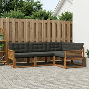 Set di divani da esterno con cuscino 4 pcs Naturale e Nero 3381396