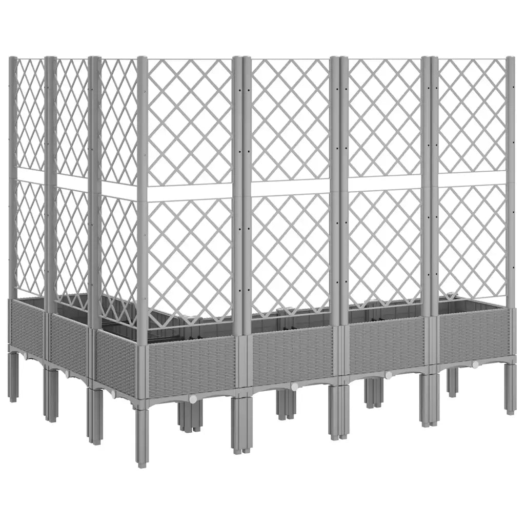 Fioriera Giardino con Graticcio-Vaso da Esterno-Contenitore per Piante Grigio Chiaro 160x120x142 cm PP