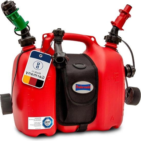 Doppio serbatoio professionale per carburante e olio - zaino - 6 + 3 litri - UN approvazione - Made in Germany - rosso