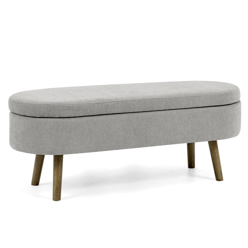 PANCA CONTENITORE 110x40x42 cm Chenille Grigio con coperchio ammortizzato