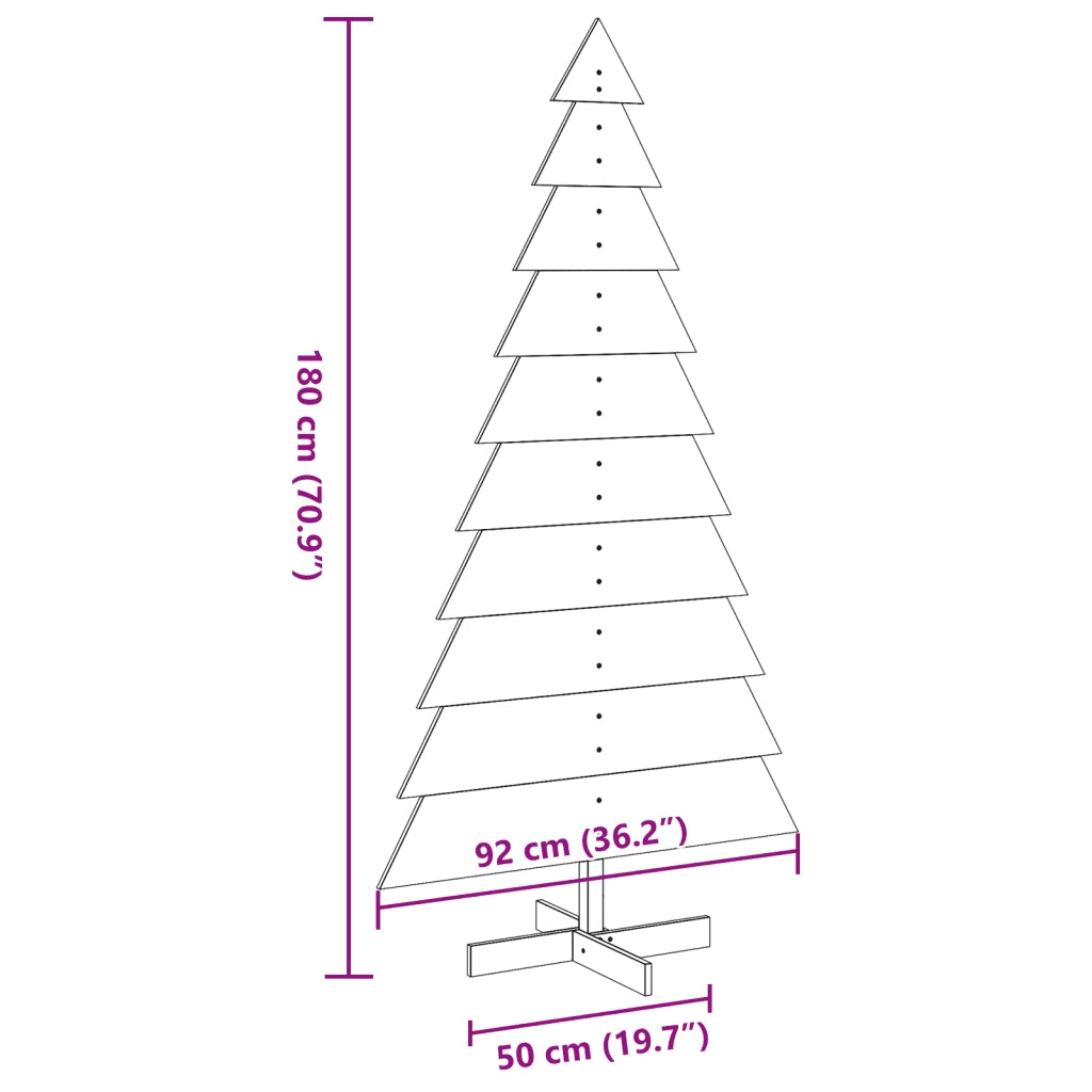 Albero di Natale Decorativo-Decorazioni natalizie in Legno 180 cm Legno Massello Pino 808964