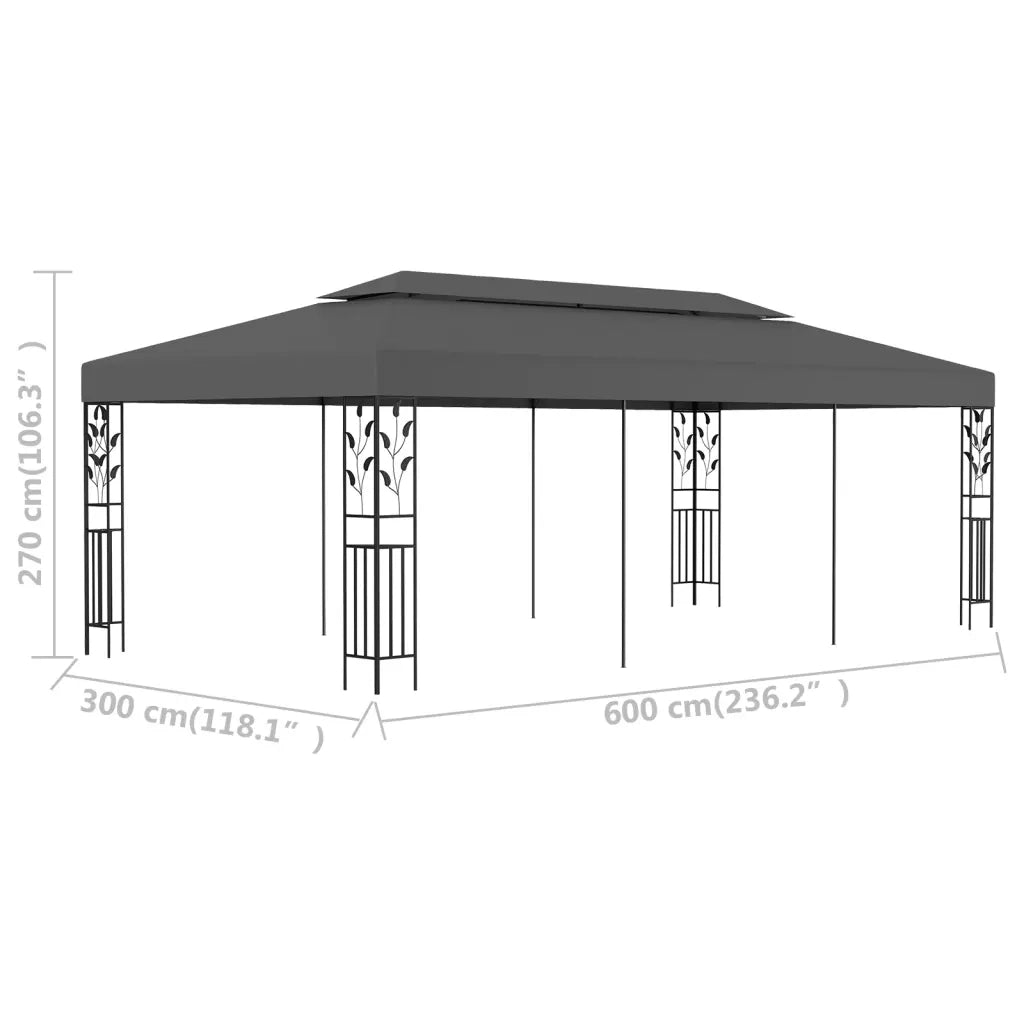 Gazebo 3x6 m Antracite 47964