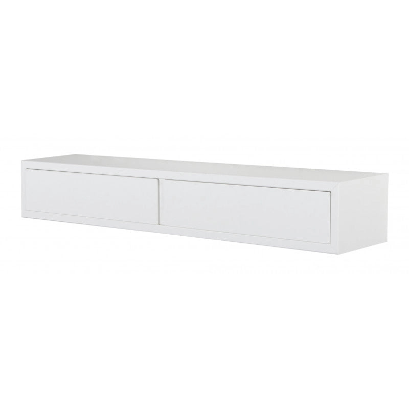 Mensola da Muro con Cassetto, Comodino Sospeso, Mensola da Parete, 88,2x13,4 p20 cm, Bianco - Made in Italy