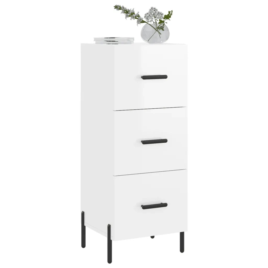 Credenza Bianco Lucido 34,5x34x90 cm in Legno Multistrato 828614