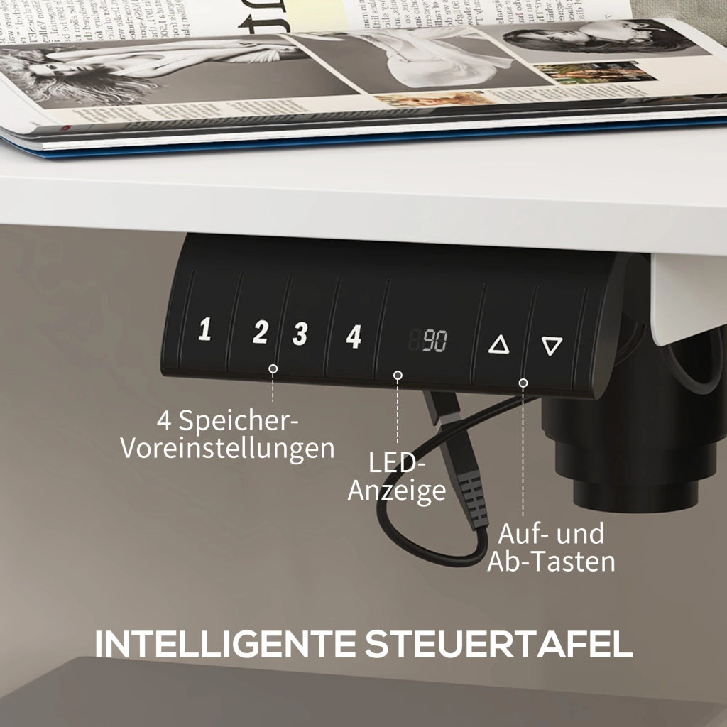 Scrivania regolabile in altezza 140x70 cm, scrivania elettrica per computer con 4 slot di memoria, scrivania ergonomica per lavorare sia seduti che