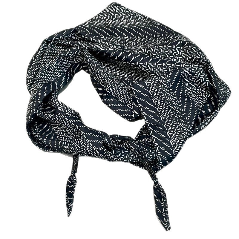 Cintura/foulard triangolare in seta a righe nere da donna, nuovo stile coreano 2025, accessorio elegante e sofisticato per la vita.