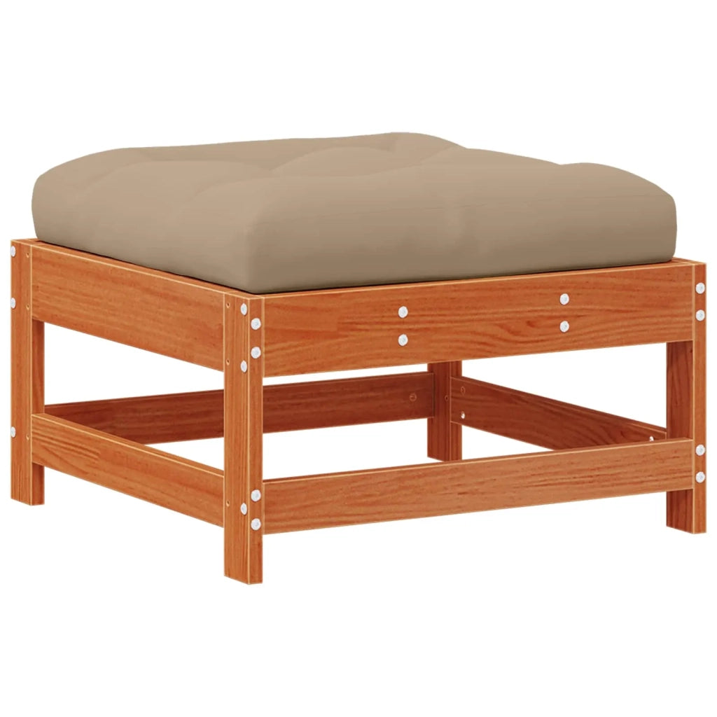 Poggiapiedi da giardino con cuscino Legno Massello di Pino 865516