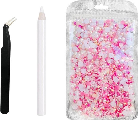 Set di accessori DIY per decorare con perle miste e pietre di strass con pennarelli, pinzette e adesivi