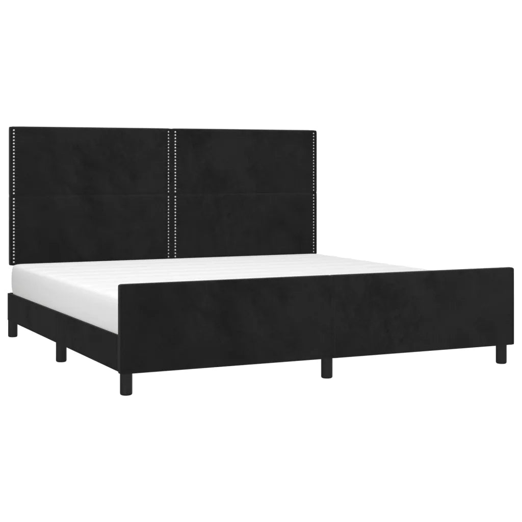 Letto matrimoniale | Letto per adulti | Giroletto senza Materasso Nero 200x200 cm in Velluto