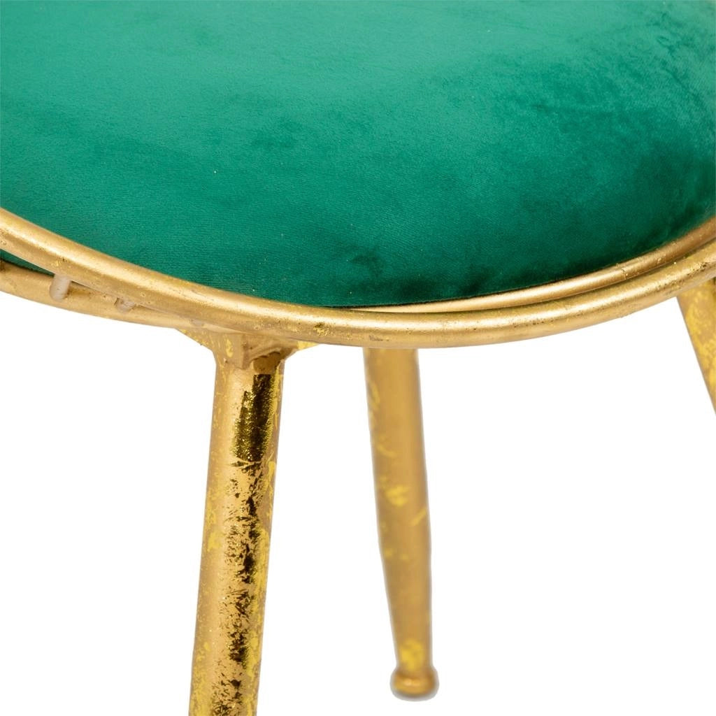 Sgabello imbottita in metallo dorato verde 55x46x70h