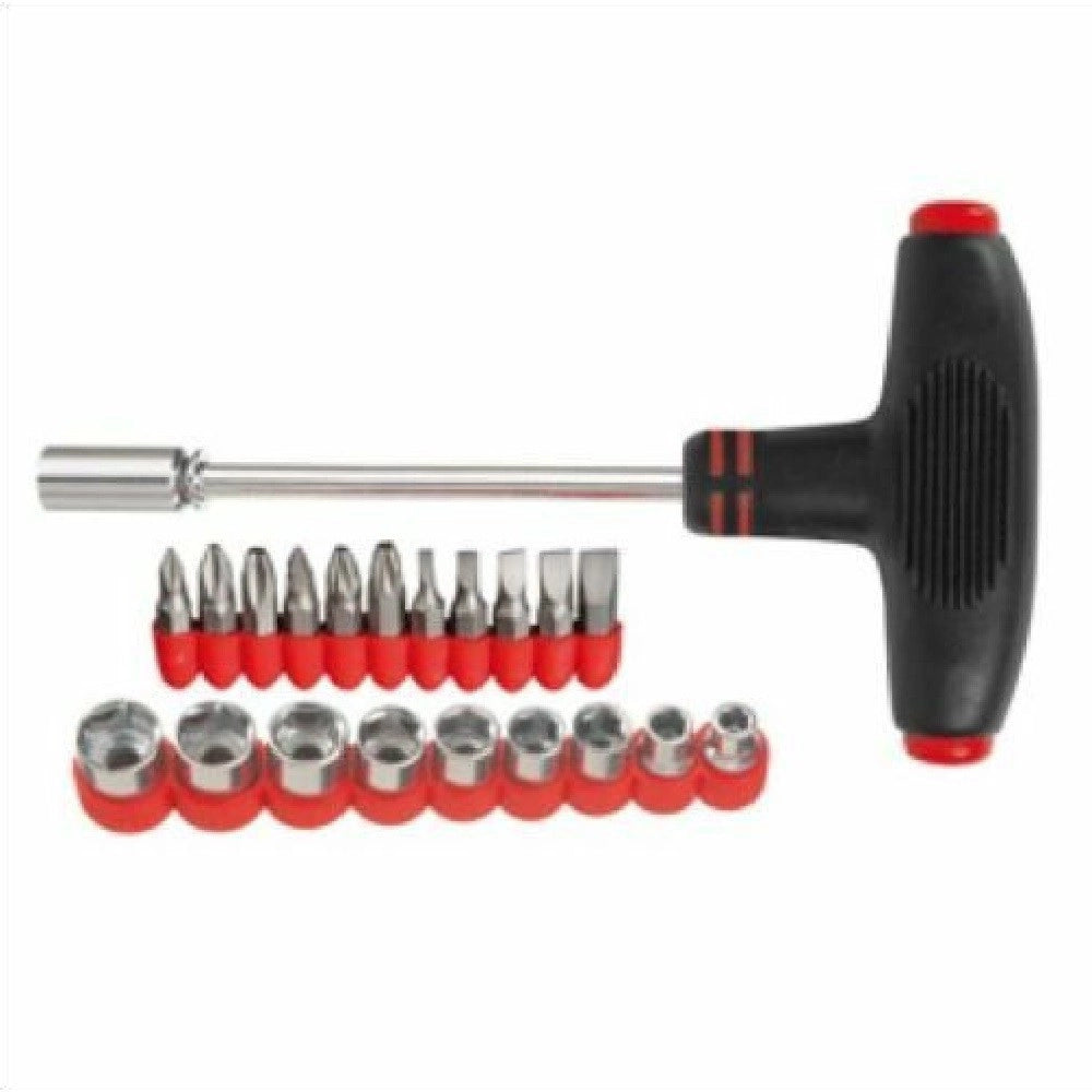 Trade Shop - Giravite Cacciavite A T Multifunzione Con 9 Chiavi A Bussola E 11 Punte -