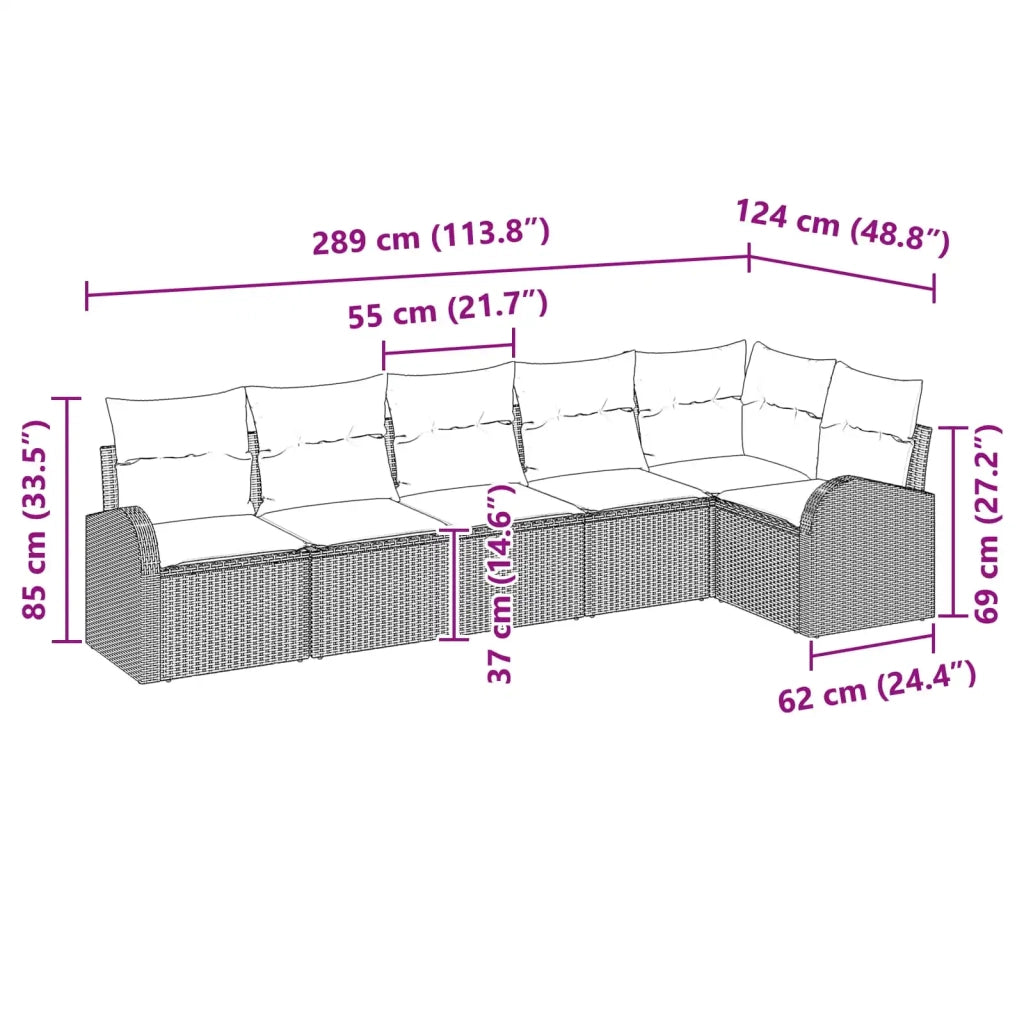 Set Divano da Giardino Marrone polyrattan 3346064
