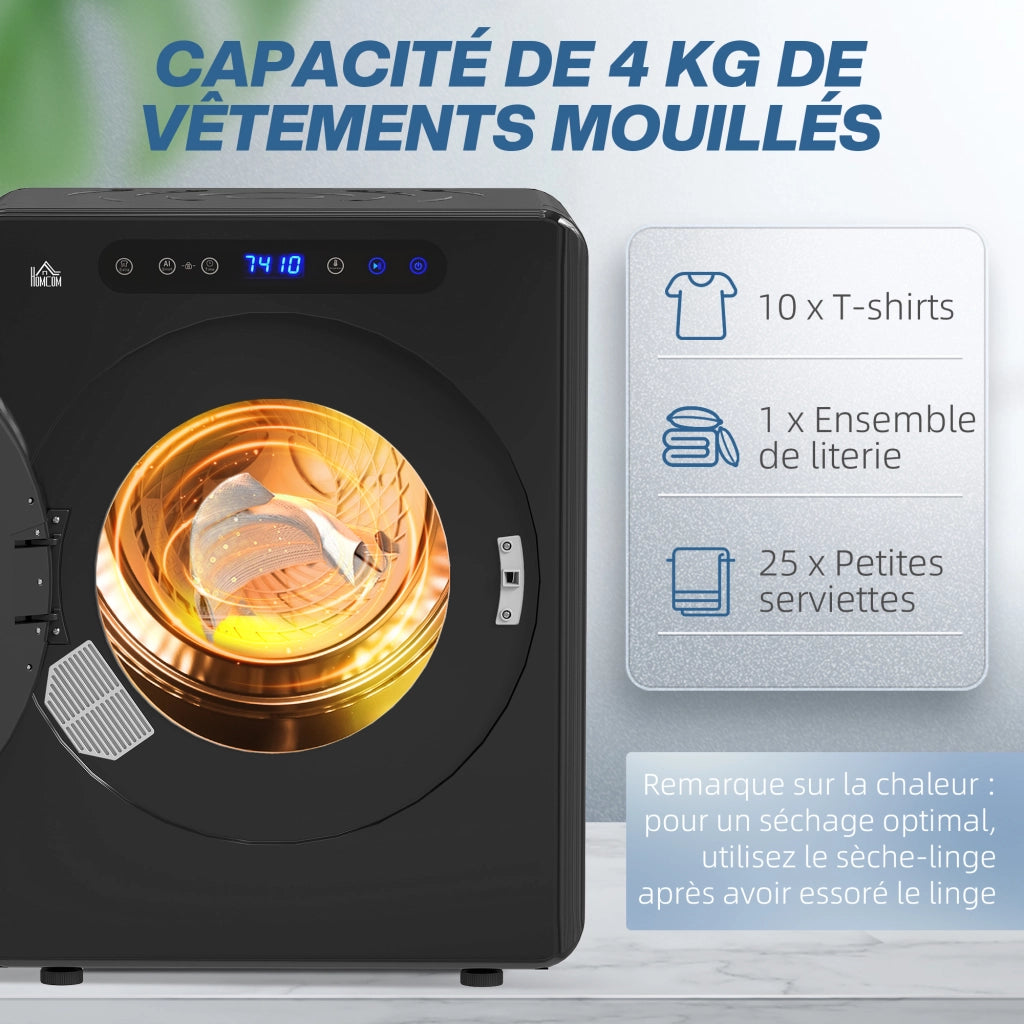 Asciugatrice a condensazione elettrica ¨C Minimal ¨C 1000 W 3 Kg nero acciaio inox