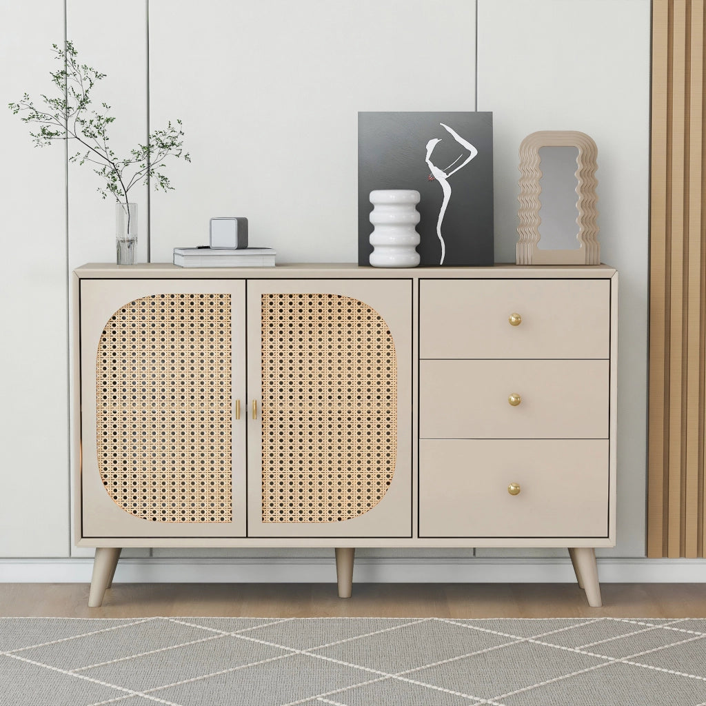 Mobile TV con Ante e Cassetti ¨C MINIMAL ¨C Bianco Crema, 120 cm
