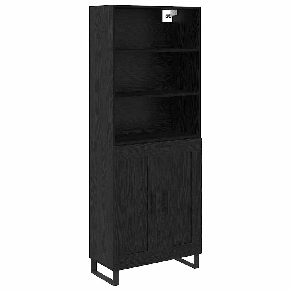 Credenza-Buffet-Armadio da cucina Rovere Nero 69,5 x 34 x 180 cm Legno multistrato 202770