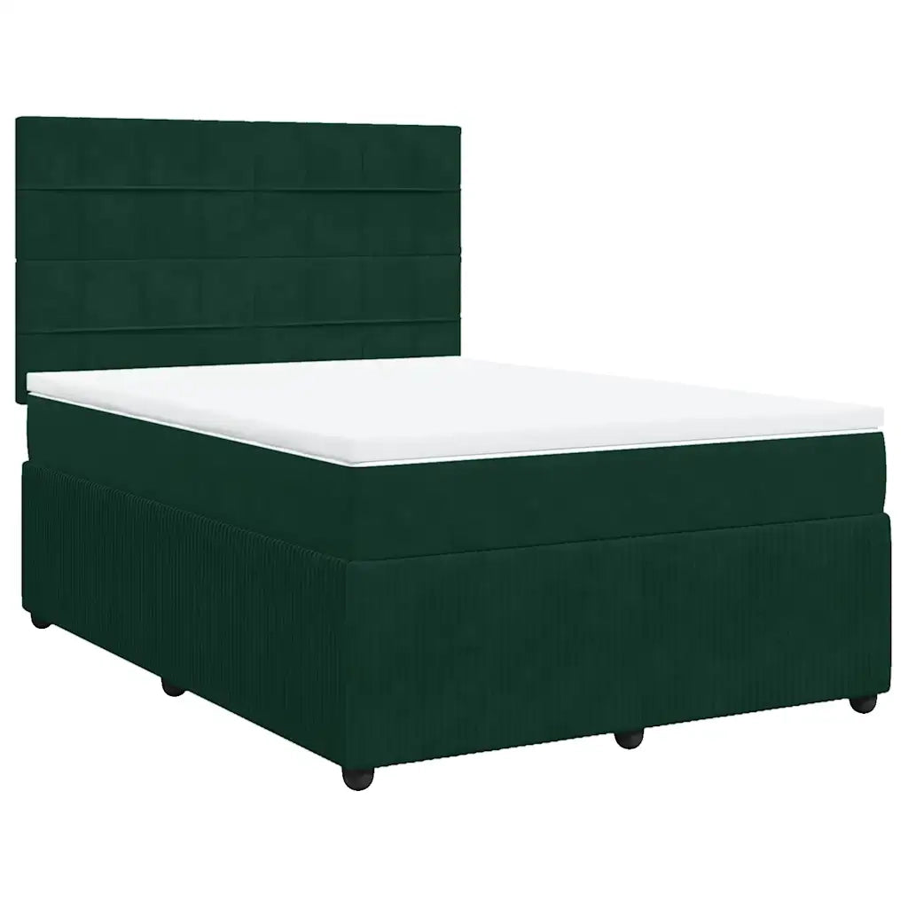 Giroletto a Molle con Materasso Verde Scuro 140x190 cm Velluto 3292337