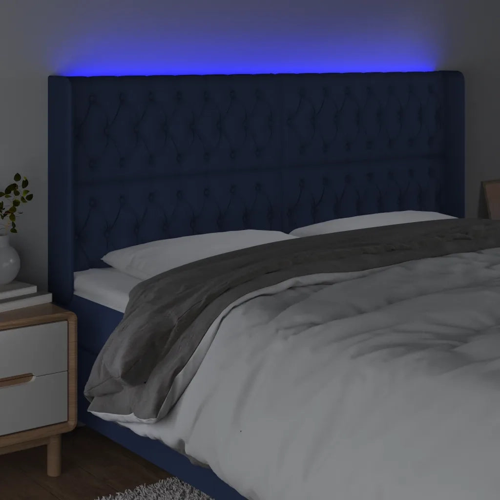 Testiera a LED Blu 183x16x118/128 cm in Tessuto 3124404