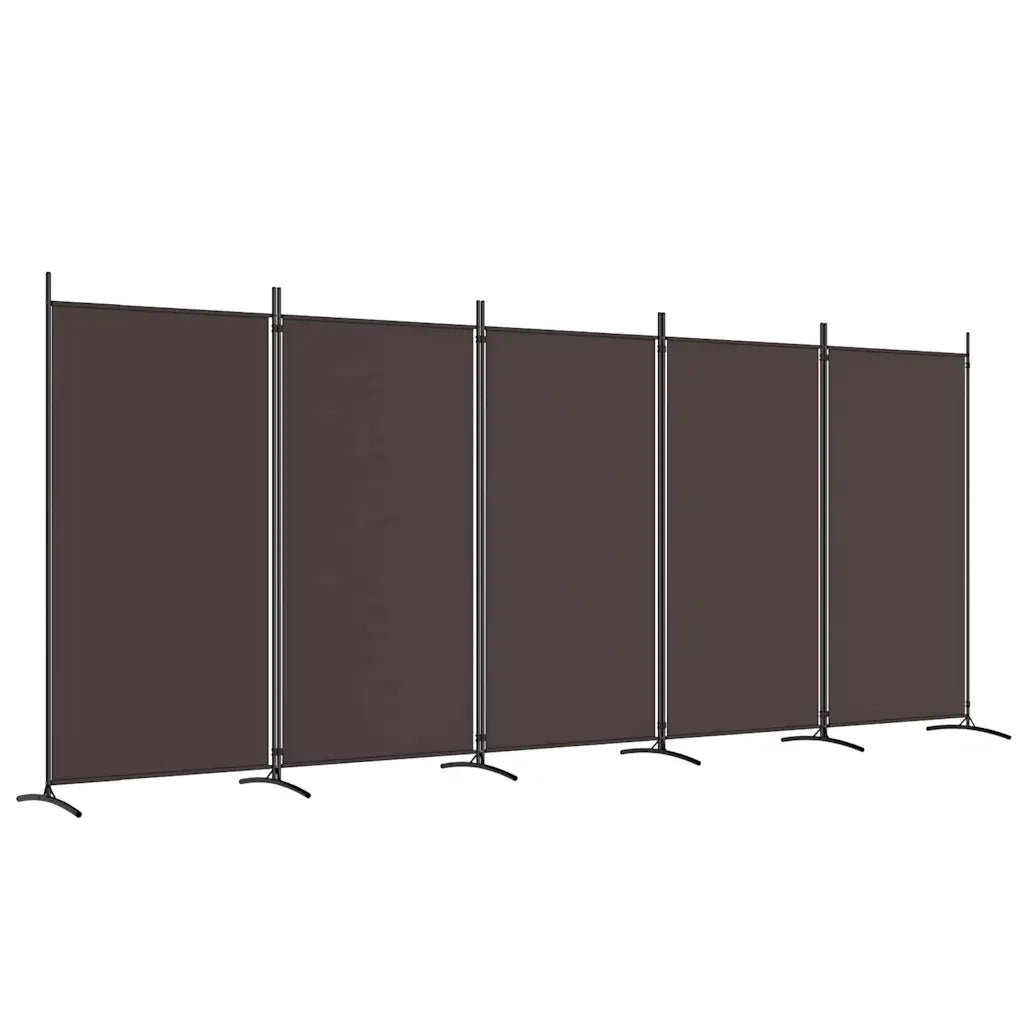 Divisorio a 5 Pannelli Marrone 433x180 cm in Tessuto 350267