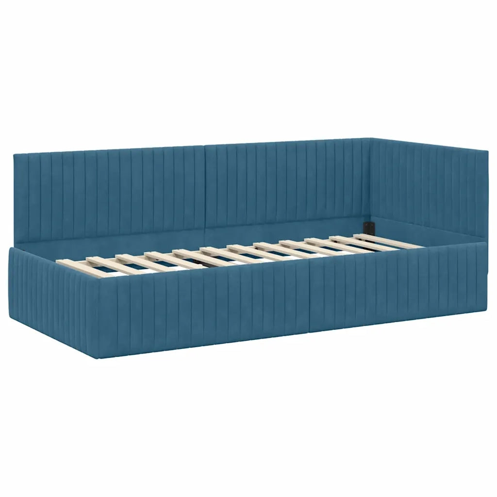Struttura Letto Angolare con Materasso 2 pcs Blu Velluto 3393807