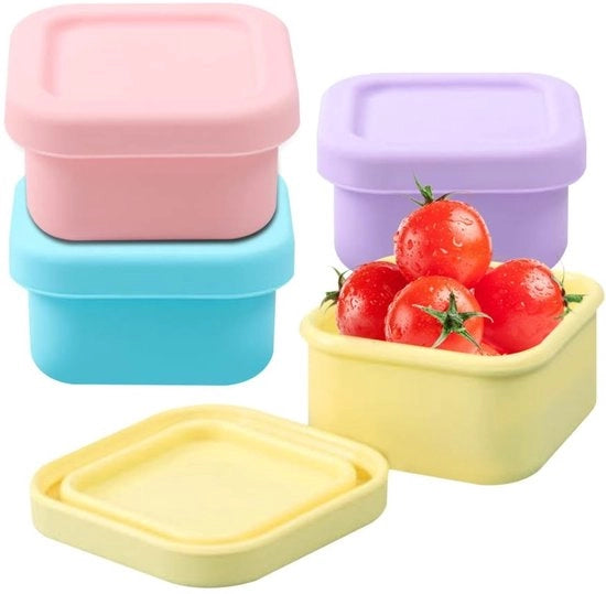 Contenitori per snack in silicone, 4 pezzi, stivellabili, impermeabili, riutilizzabili, 180 ml.