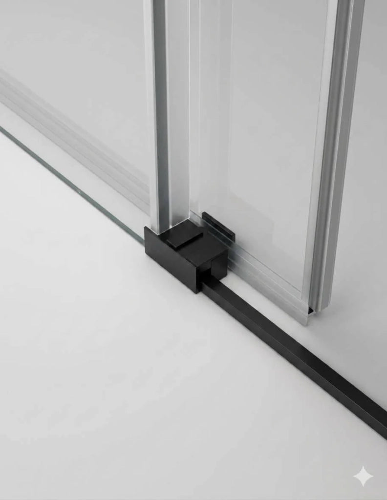Porta doccia scorrevole 2+2 THALASSA (BASIC) 150 cm Profilo Nero vetro trasparente