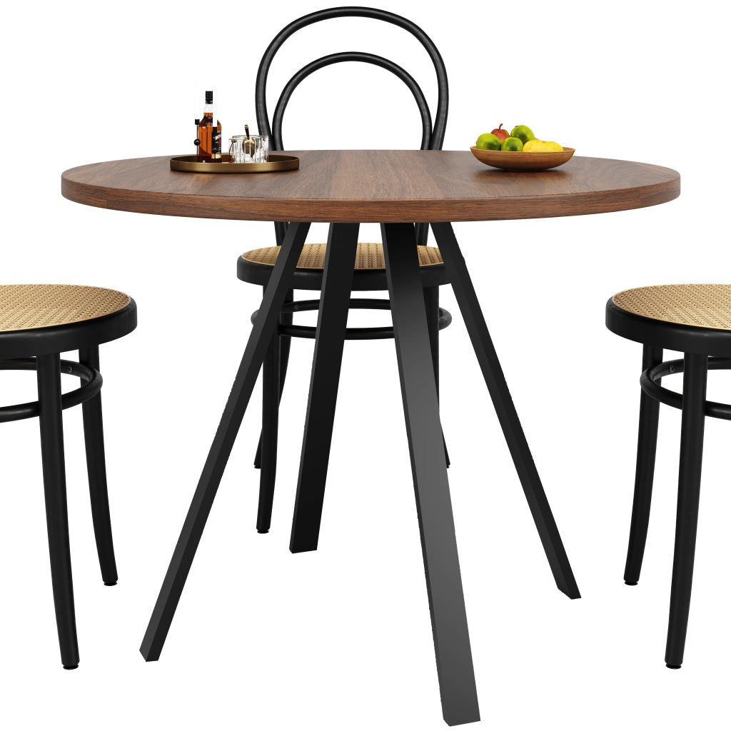 Tavolo da pranzo rotondo (80¡Á80¡Á75 cm), tavolo da cucina, tavolino rotondo per 4 persone, adatto per sala da pranzo, soggiorno, gambe in metallo, pian