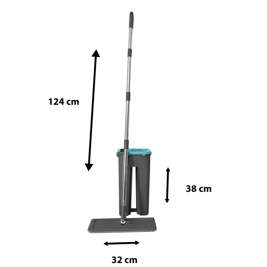 Panno extra piatto con secchio strizzatore 6 Panni riutilizzabili in microfibra blu
