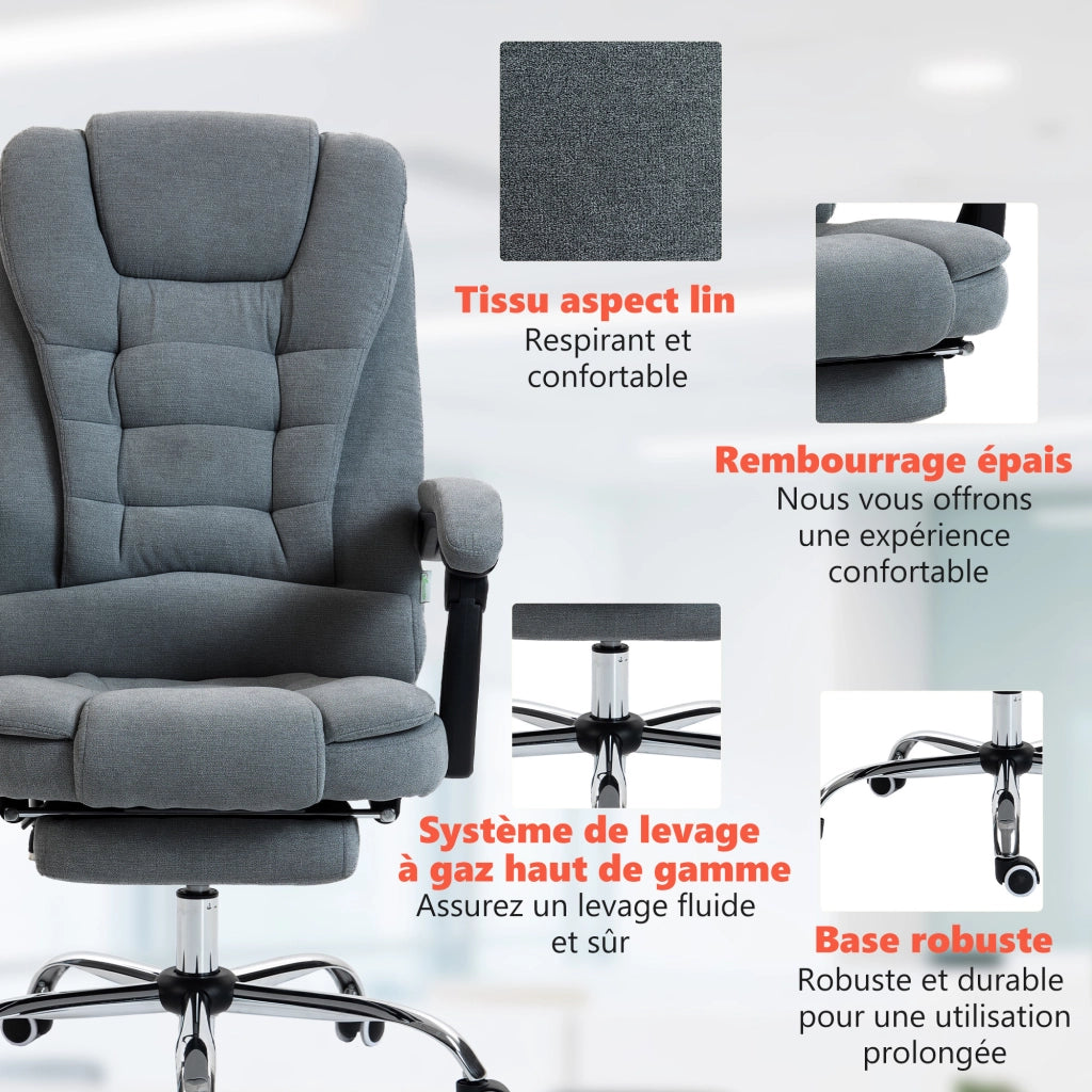 Poltrona massaggiante e riscaldante da ufficio ¨C zephmum ¨C Grigio 65x70x111-119cm