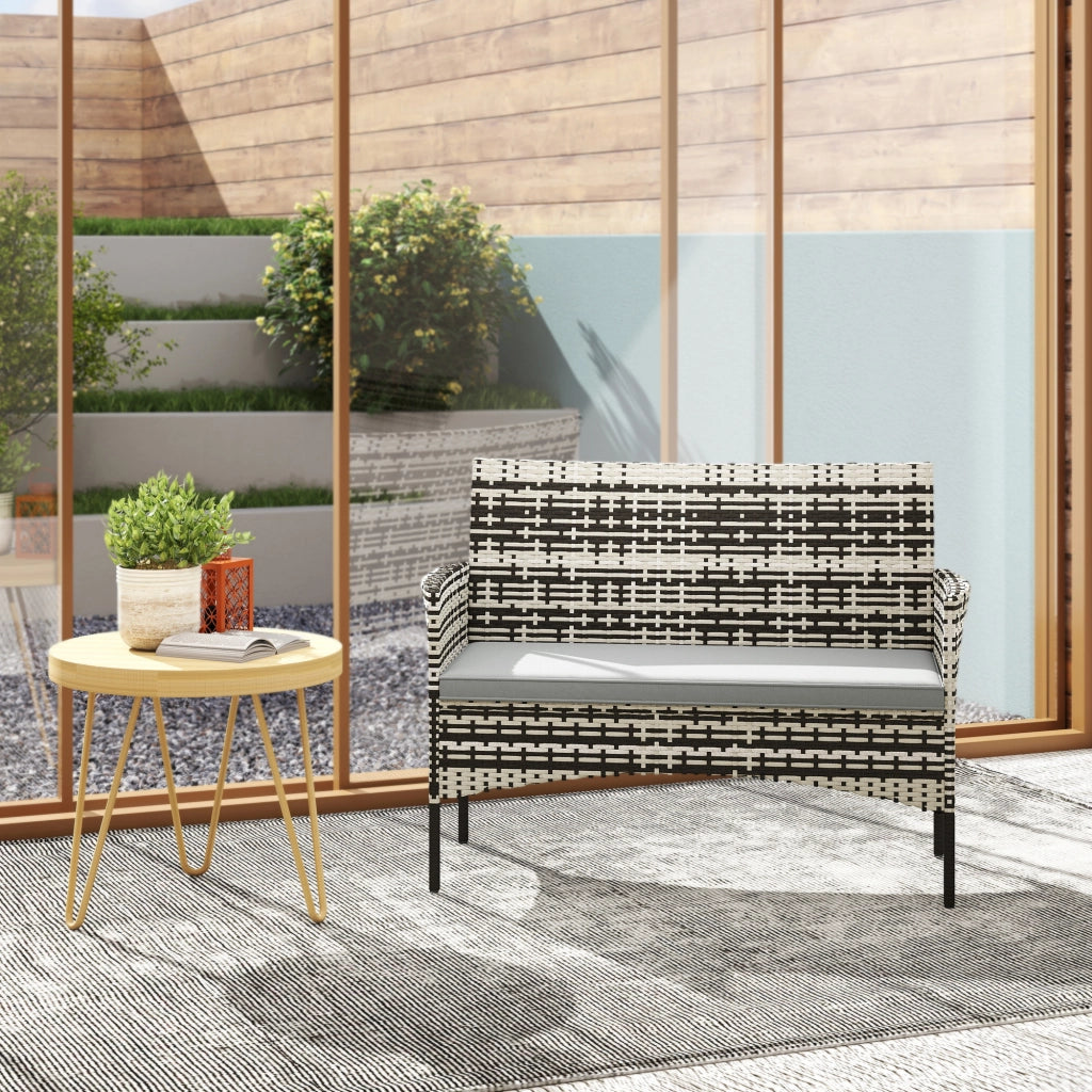 Divano 2 posti da giardino in polyrattan ¨C Xylo ¨C grigio chiaro con cuscini