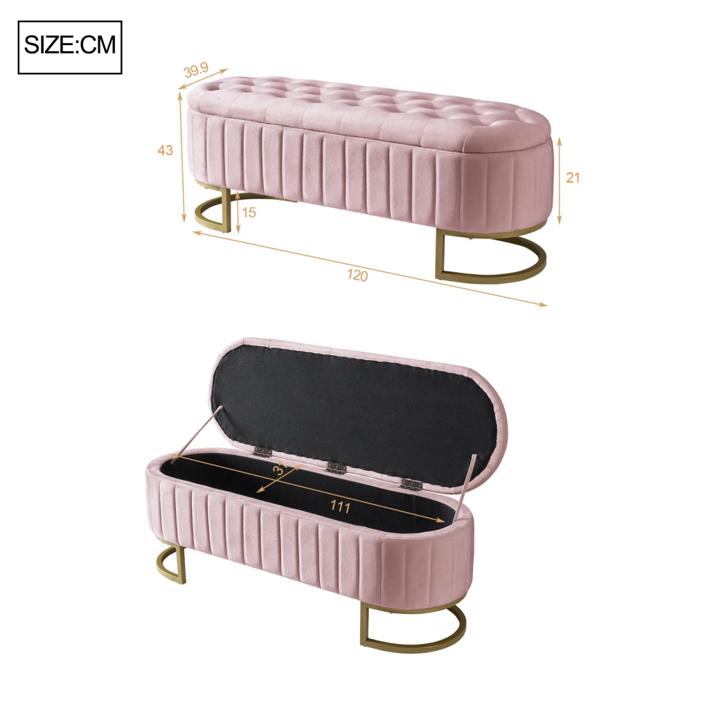 PANCA Contenitore 120 cm Velluto Rosa