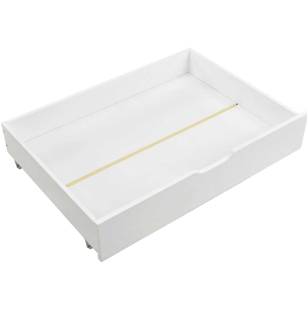 Cassetti contenitore con ruote in MDF bianco; set da 2