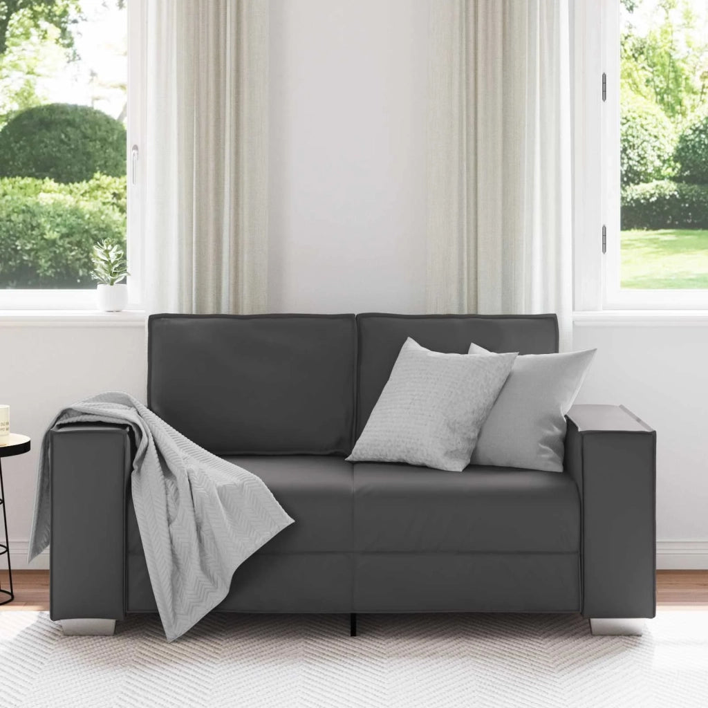 Divano a due posti Grigio 160 cm Pelle Sintetica 4105047