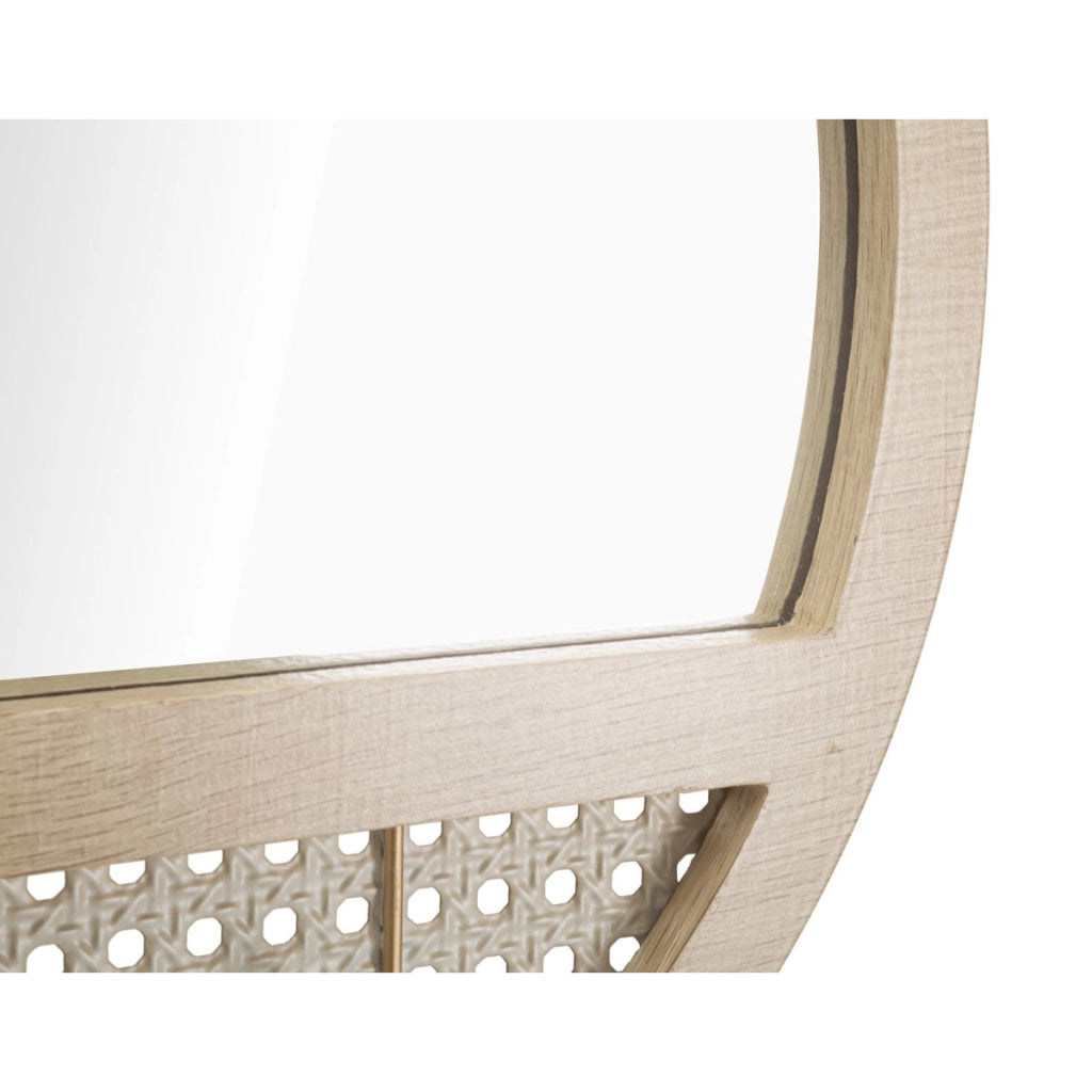 Specchio da parete Fuji con cornice boho in ferro e MDF
