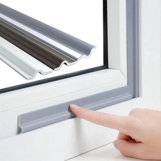Striscia di isolamento a forma di T grigia 5m - autofissante - isolamento per finestre fredde - porta scorrevole e ingresso - alluminio sotto le porte esterne