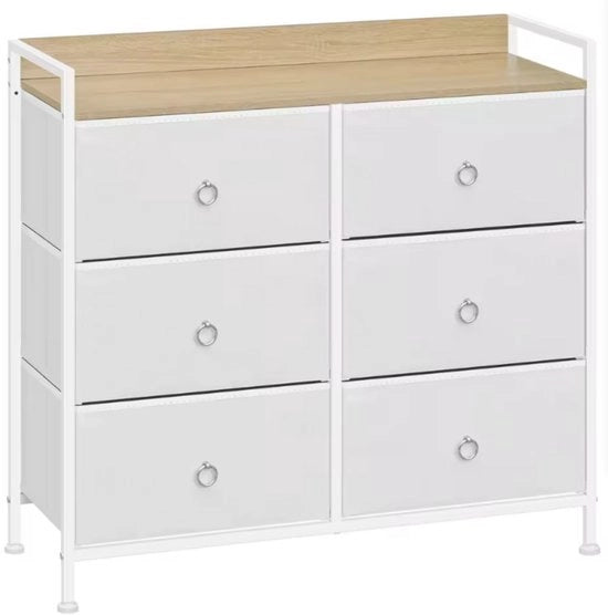 Mobile per abiti con 6 ante - Comoda con coperchio in legno e struttura in metallo - Per camera da letto, ingresso o soggiorno - Bianco - Con pannelli laterali e piedini regolabili - 80x29x78 cm