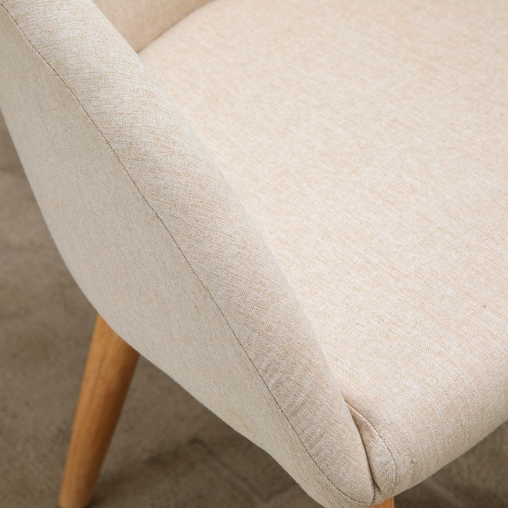 Set 2 Sedie da Pranzo con Braccioli ¨C Xylo ¨C Stile Scandinavo Legno e Tessuto Effetto Lino Beige