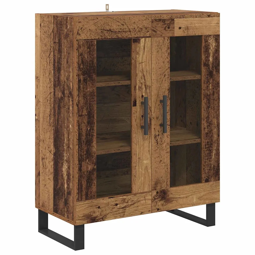 Credenza 2 pcs Legno vecchio Legno Stratificato e Vetro