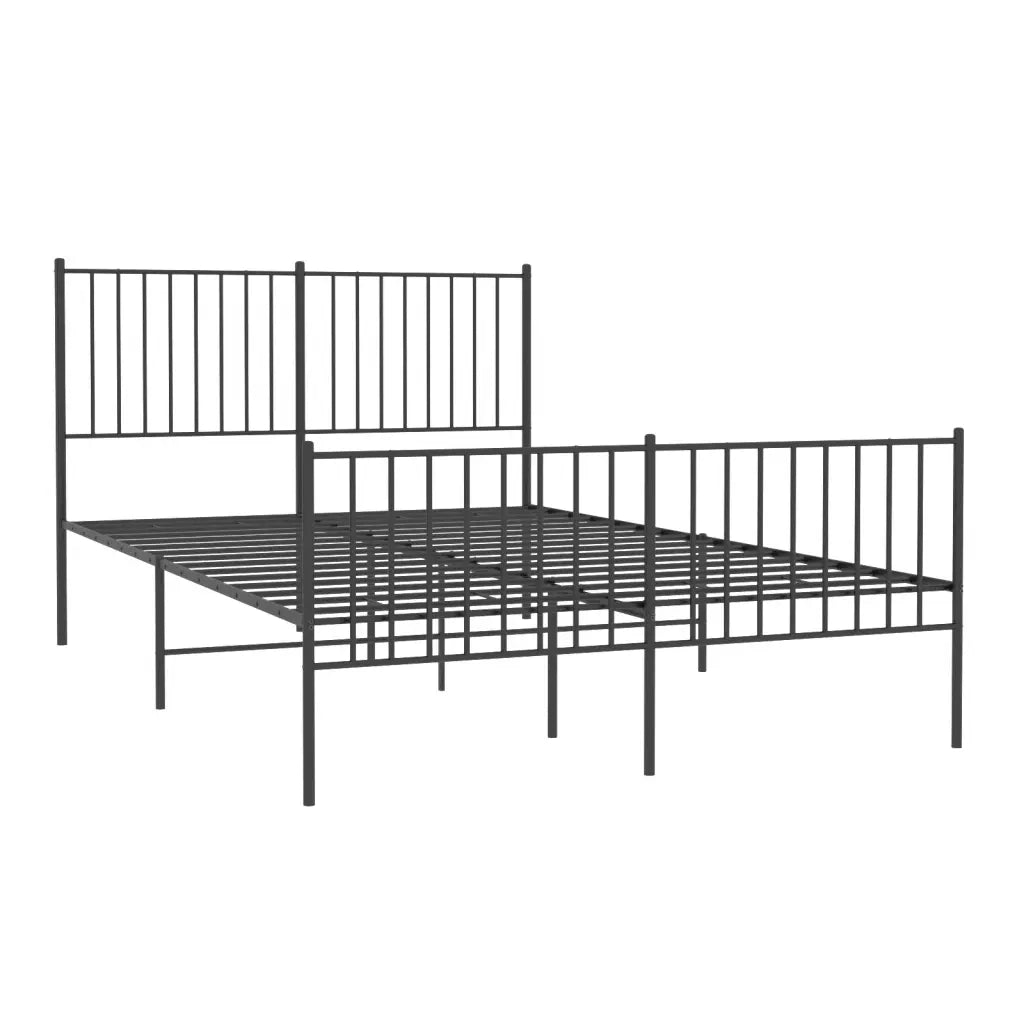 Letto matrimoniale | Letto per adulti | Giroletto con Testiera e Pediera Metallo Nero 140x190 cm