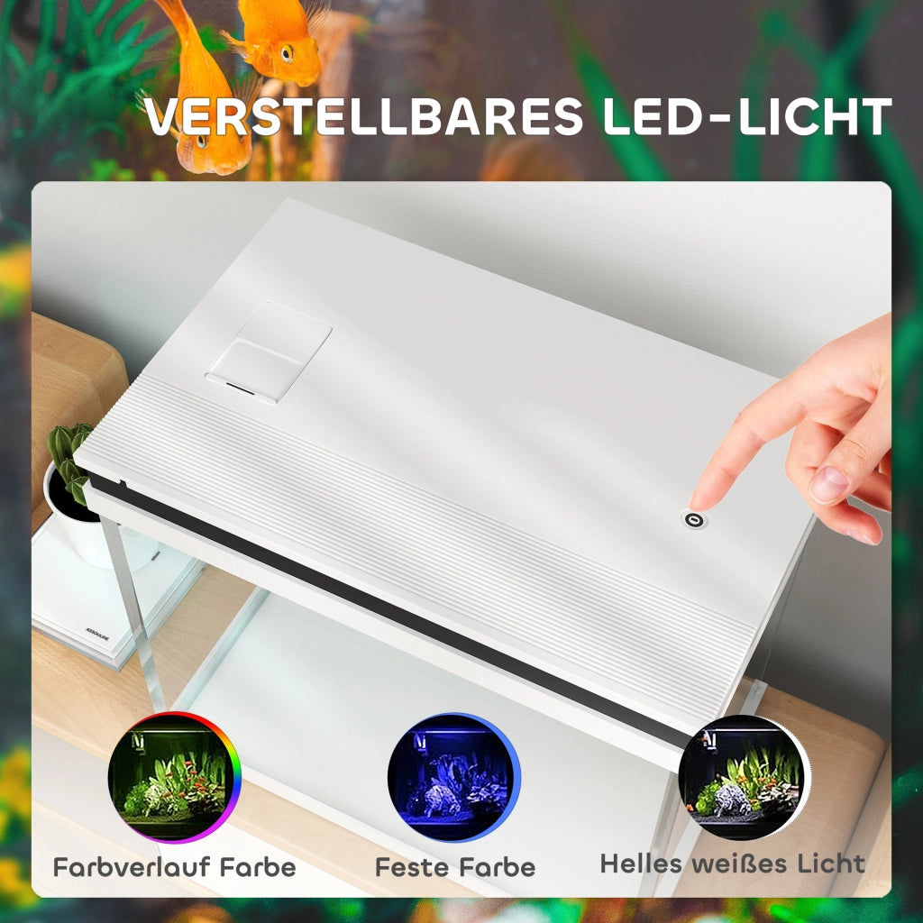 Acquario Vetro 41 Litri con Sistema Filtraggio, Luci LED, Pompa Acqua ¨C zephmum ¨C Bianco