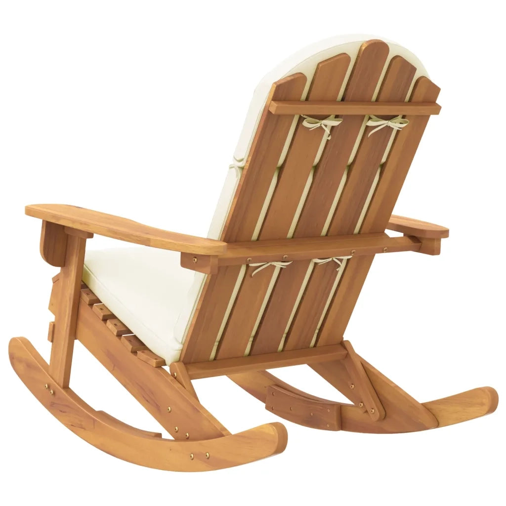 Sedia a Dondolo | Sedia da Giardino | Sedie da Esterno Adirondack con Cuscini Legno Massello di Acacia