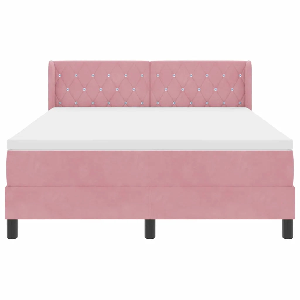 Letto a molle con materasso Rosa 200 x 140 cm Poliestere
