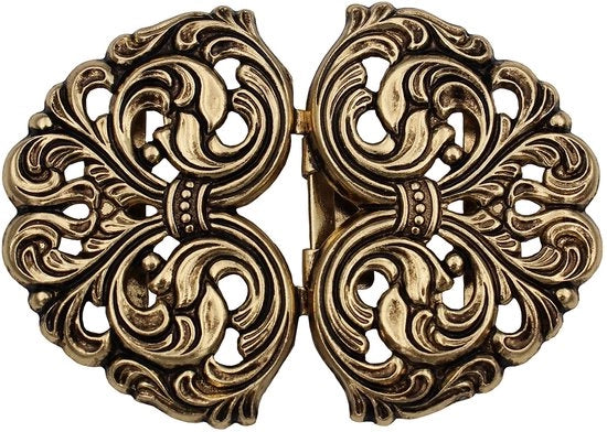 Chiusura di costume tradizionale con fermaglio dorato, schienale di dirndl, dimensioni 58mmx42mm, prodotta in Germania (1 pezzo)