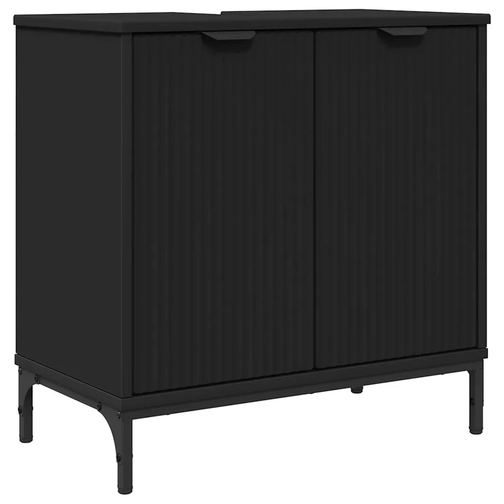 Set di mobili per il bagno Nero Legno ingegnerizzato, Metallo 3393114