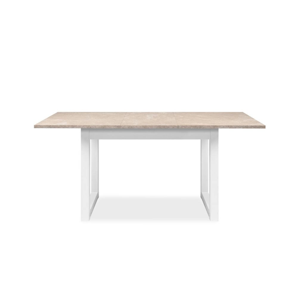 Tavolo allungabile Houston 80B con struttura bianca e piano sabbia 120x75x80 cm.