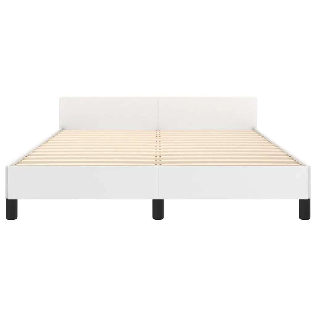 Letto matrimoniale | Letto per adulti | Giroletto con Testiera Bianco 140x190 cm in Similpelle